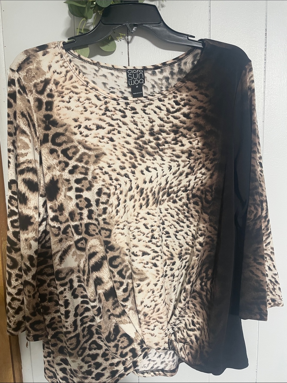 CLARA SUNWOO Brown and Cream Animal Print Long Sleeve Top